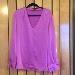 Banana Republic Blouse Pink V-Neck Tie Sleeve XL